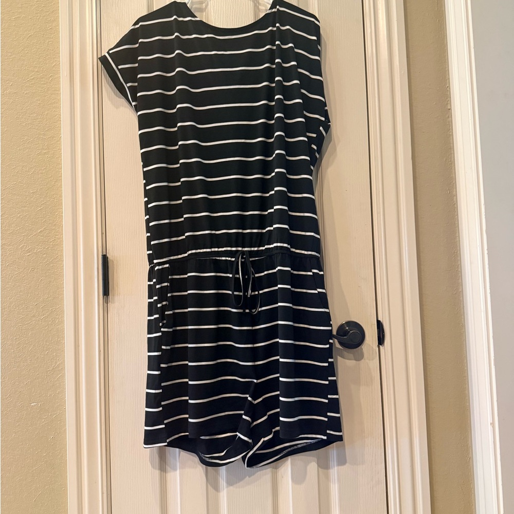 Black and White Striped Romper